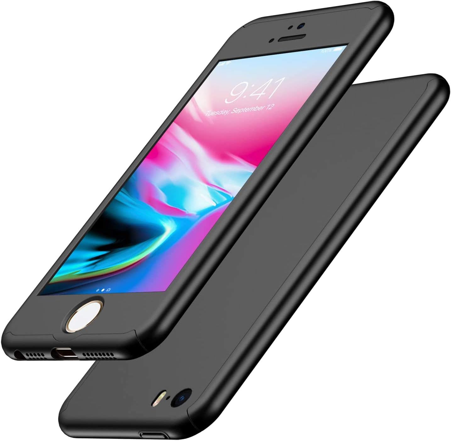 Luckydeer iPhone SE / 5S / 5 Case and Tempered Glass Black (4.0 Inches)