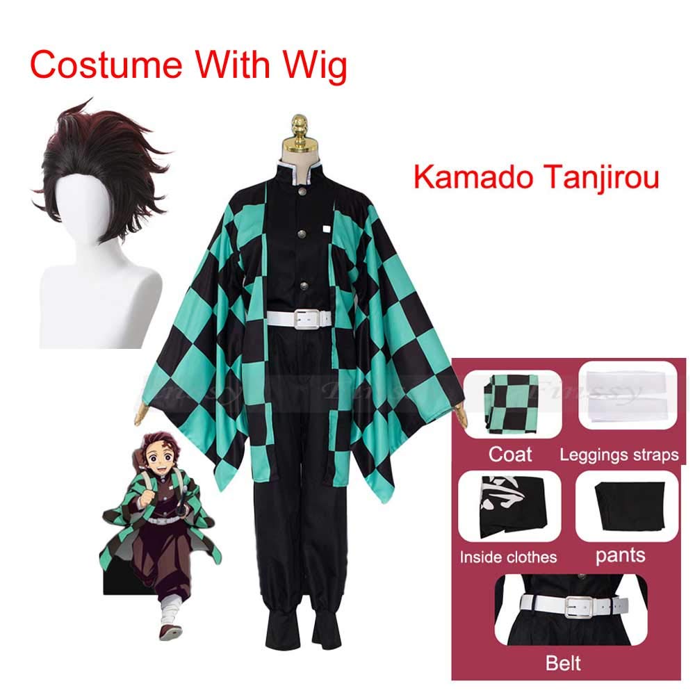 Demon Slayer Kimetsu no Yaiba Tanjirou Nezuko Cosplay Kimono Wig Anime Exhibition Cartoon Character Cosplay Costume with Wig