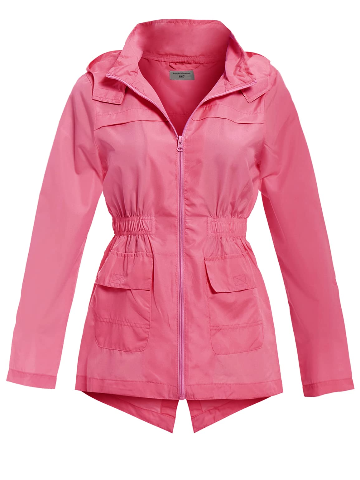 SS7 Girls Neon Showerproof Raincoat Jacket (Age 11/12, Bubblegum Pink)