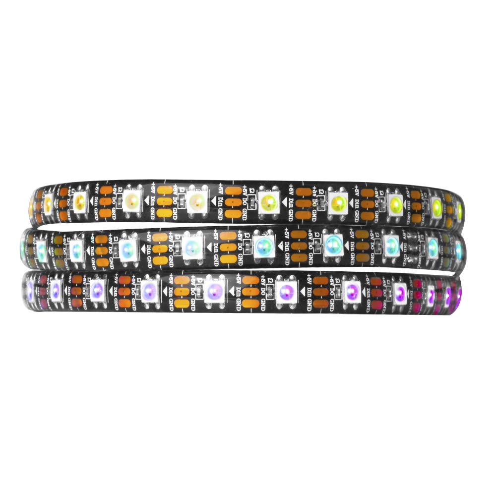 BTF-LIGHTING 1M 60 LEDs/Pixels/m WS2812B Schwarz PCB RGB adressierbare Strip Streifen mit 5050 SMD LEDs Wasserdicht IP65