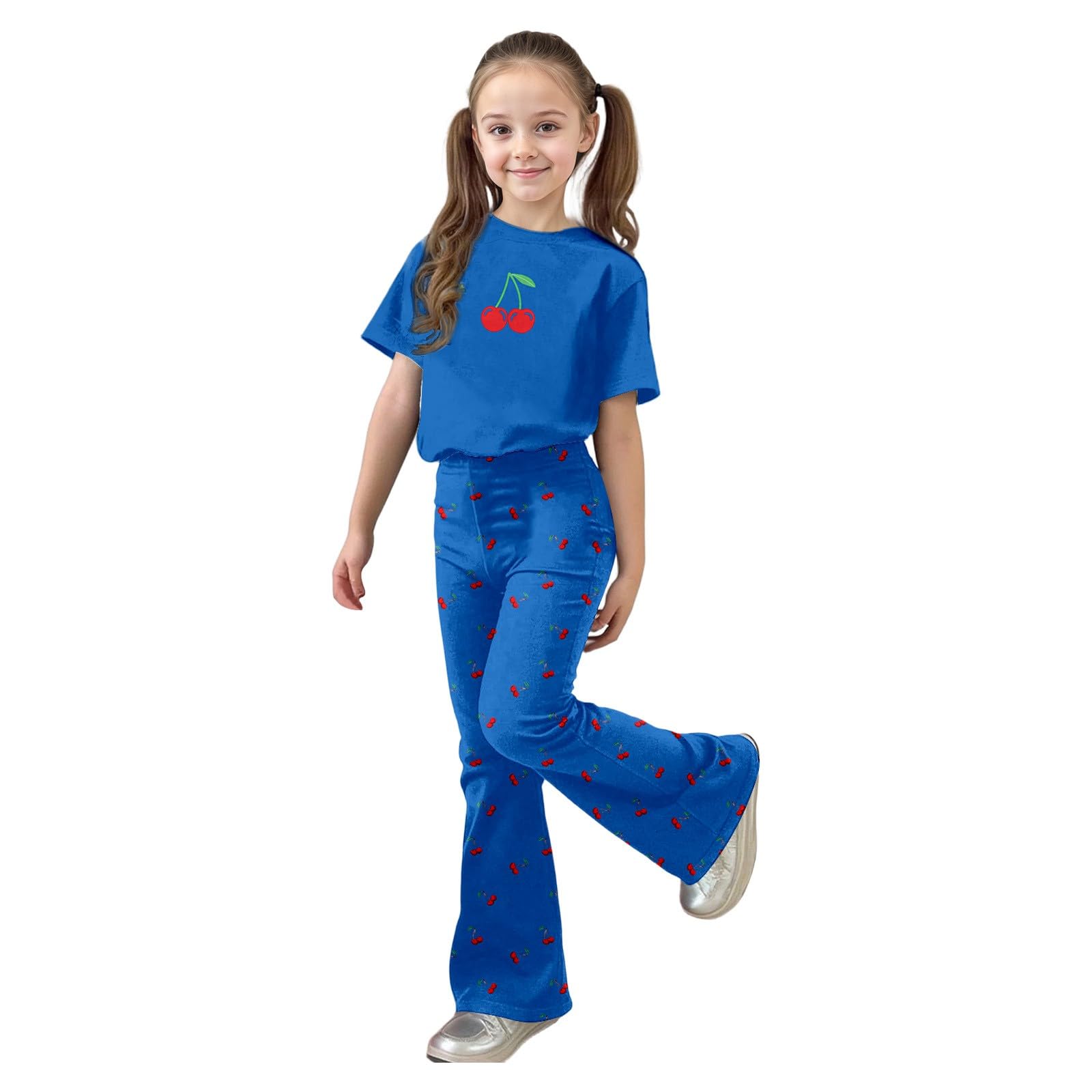 Ensemble Fille, Décontracté Pour Filles : Haut À Manches Courtes Avec Nœud Et Pantalon Long, Deux Pièces Confortables Pour Jouer, Confortable Toute La Saison