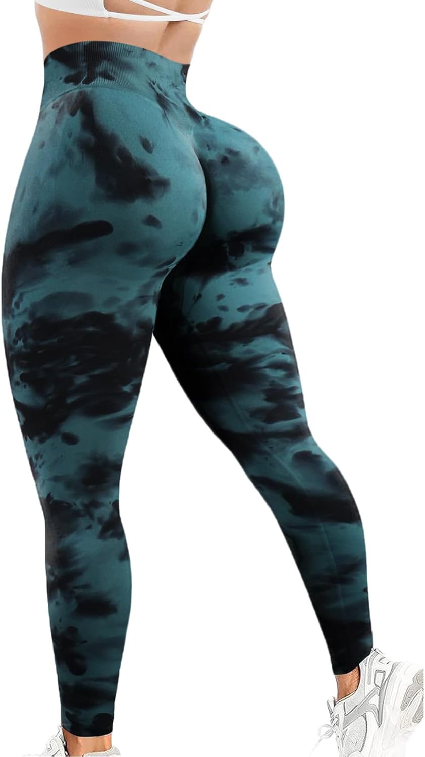 JGS1996 Tie Dye Scrunch Butt Lifting Leggings for Women Booty Sculpting Workout Tight High Waist Tummy Control Yoga Gym Pants