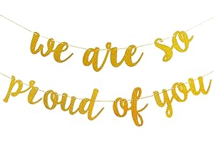 Gold Glitter We Are So Proud of You Graduation Party Banner