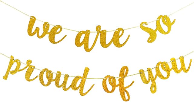Gold Glitter We are So Proud of You Banner - Graduation Party/Grad Party Decorations 2023 Congratulations Banner College Graduation Party Decorations 2023