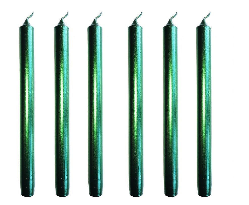 Dinner Candles Straight Candles Christmas Candles Many Colours x12 x6 x3 x2 x1 24cm (Metallic Green x6)