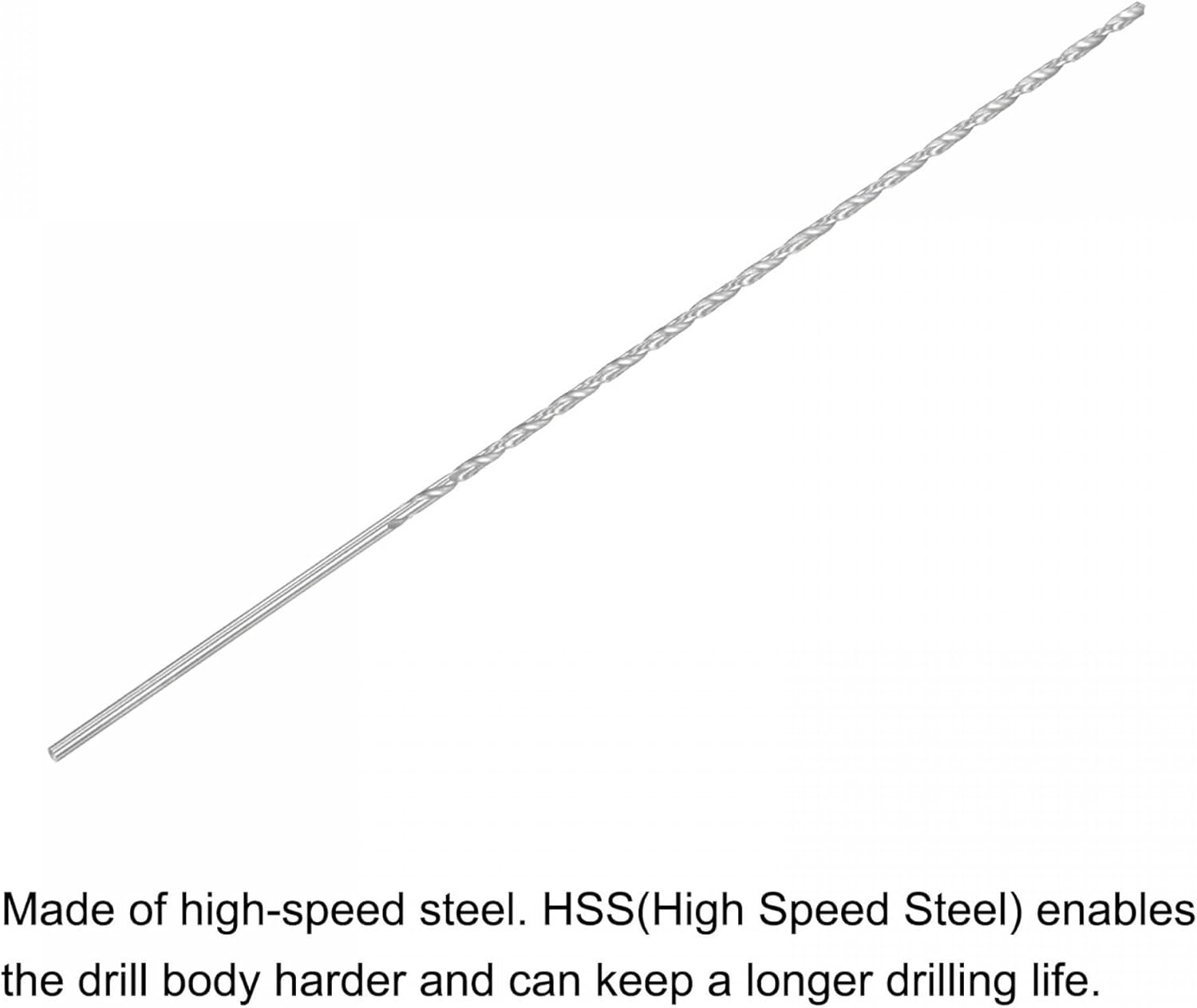 uxcell HSS(High Speed Steel) Extra Long Twist Drill Bits, 2mm Drill Diameter 250mm Length 4 Pcs