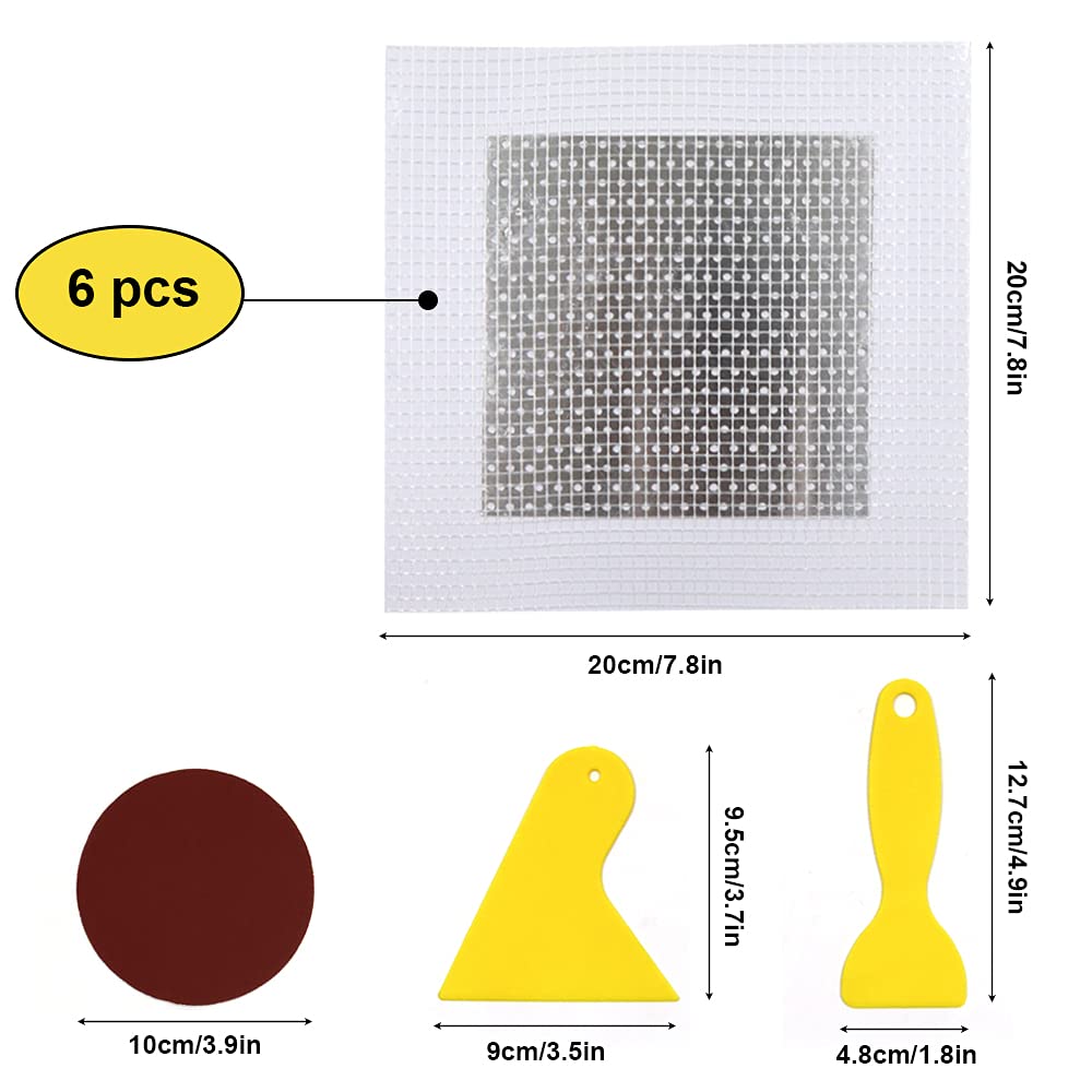 Patch de Réparation Mur Aluminium 15x15 cm Auto-Adhésif Fibre de Verre 6 Pièces