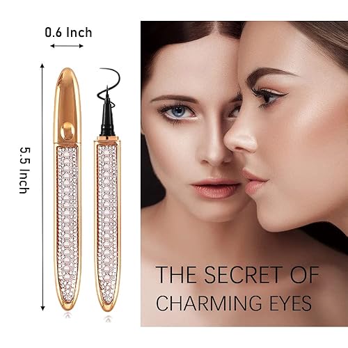 Miniatura 6 de CRINSLY Lápiz de pegamento de pestañas negro mejorado 2 en 7 para pestañas postizas normales, delineador de ojos de larga duración para ojos