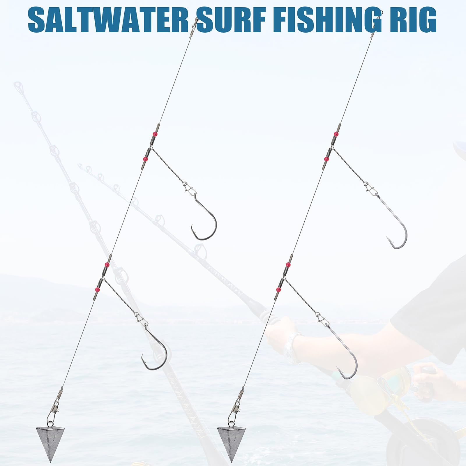 Surf Fishing Tackle Kit Surf Fishing Rigs Double Hook Bottom Rigs Hi-Lo Rig Fishing Leader Rig Pier Fishing Catfishing Bottom Fishing Beach Ocean Saltwater Fishing Rigs