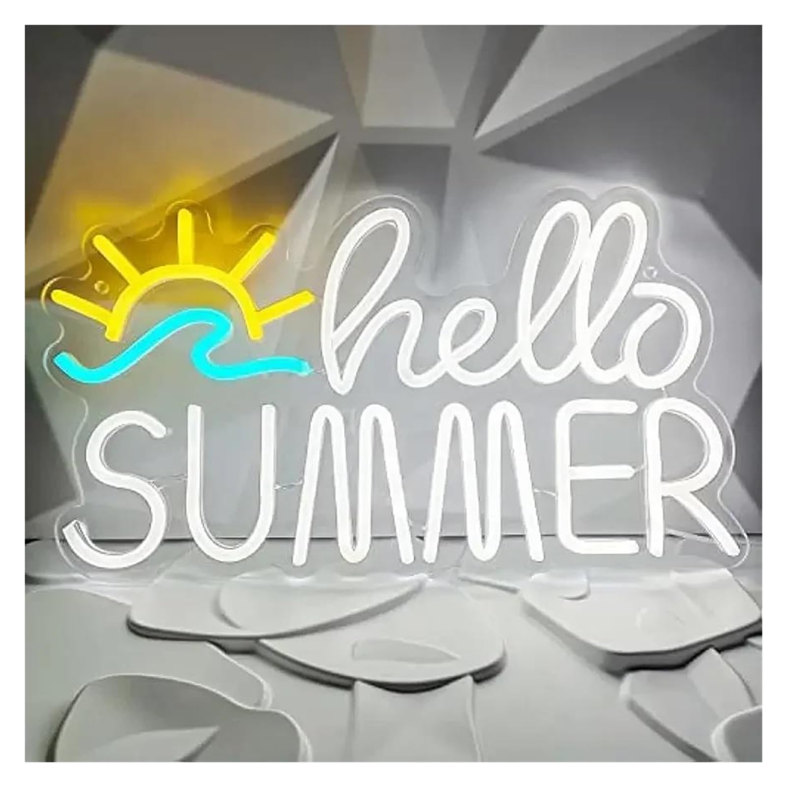LEMST Sign Lamp Hello Summer Neon Sign,Personalized Dimmable Lights for Party Store Bedroom Ocean Theme Hotel Wall Decor 41cmх23cm