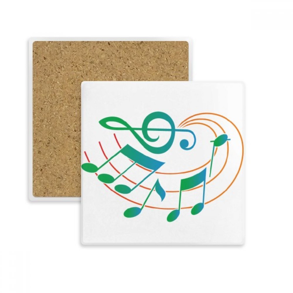Coaster pierre absorbante notation musique verte repose tasse carré multicolore