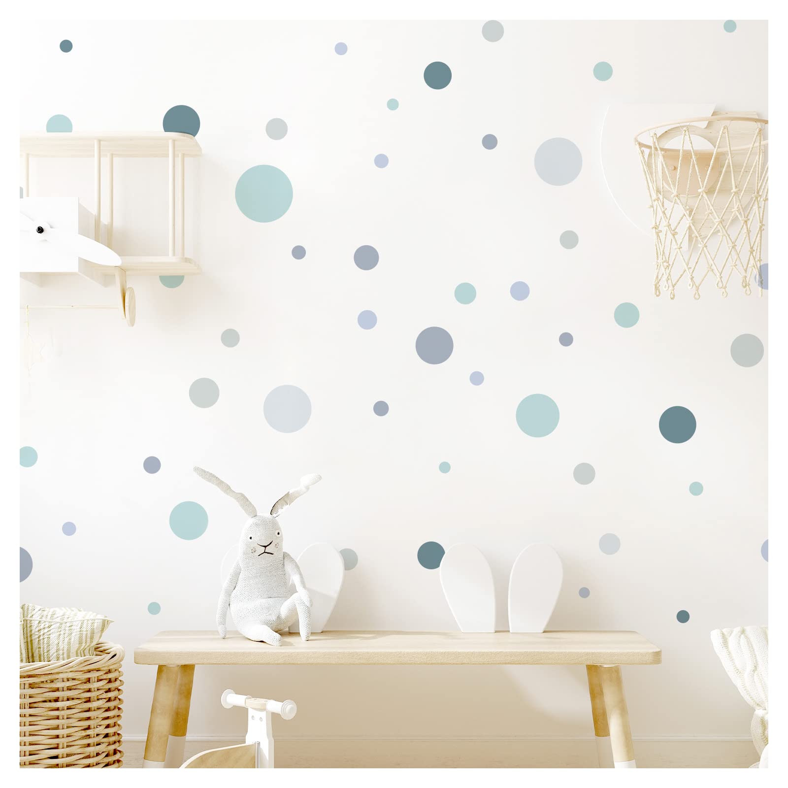 Little Deco Punkte 172 Stück Set Wandsticker für Kinderzimmer Dots Polka Wandtattoo Babyzimmer Klebepunkte Mint grau blau Wandaufkleber DL974