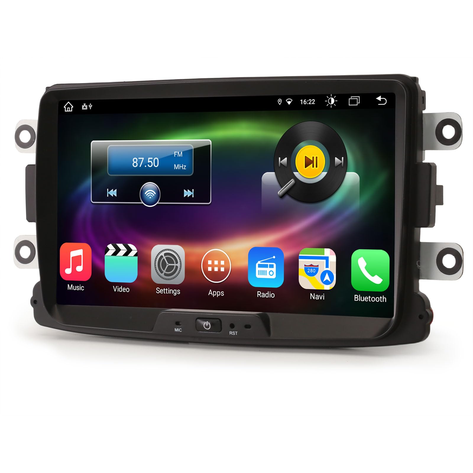 Erisin 8" Qualcomm 8-Kern 4GB+64GB Autoradio Bluetooth Android 14 GPS Navi für Renault Dacia Duster Sandero Logan Dokker Lodgy CarPlay Android Auto WiFi 4G OBD2 RDS DAB+ DSP Lenkradsteuerung Canbus