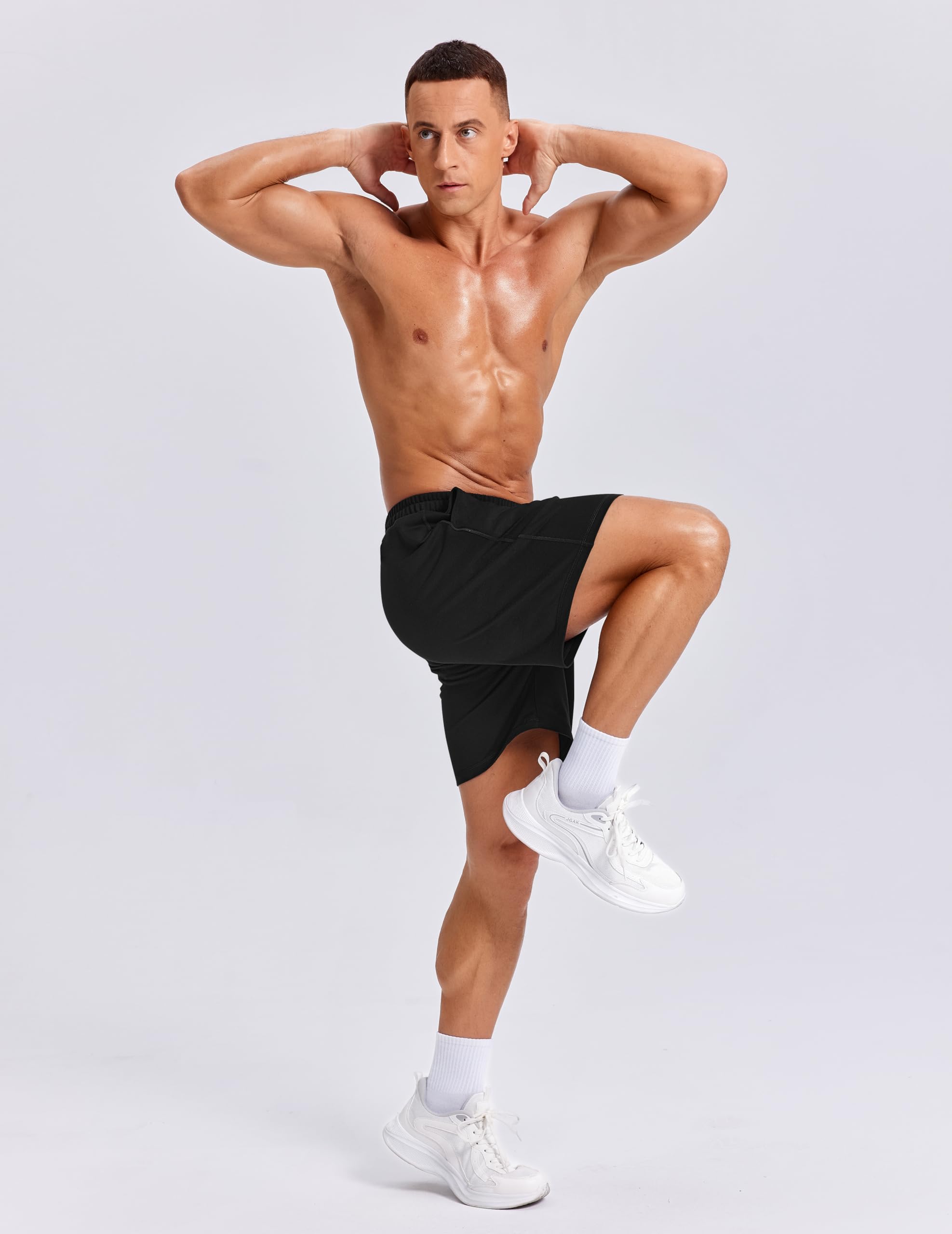 PINSPARK Men's Casual Sweat Shorts 7" Thin Cotton Athletic Running Lounge Shorts with Drawstring Workout Gym Lightweight — view 5