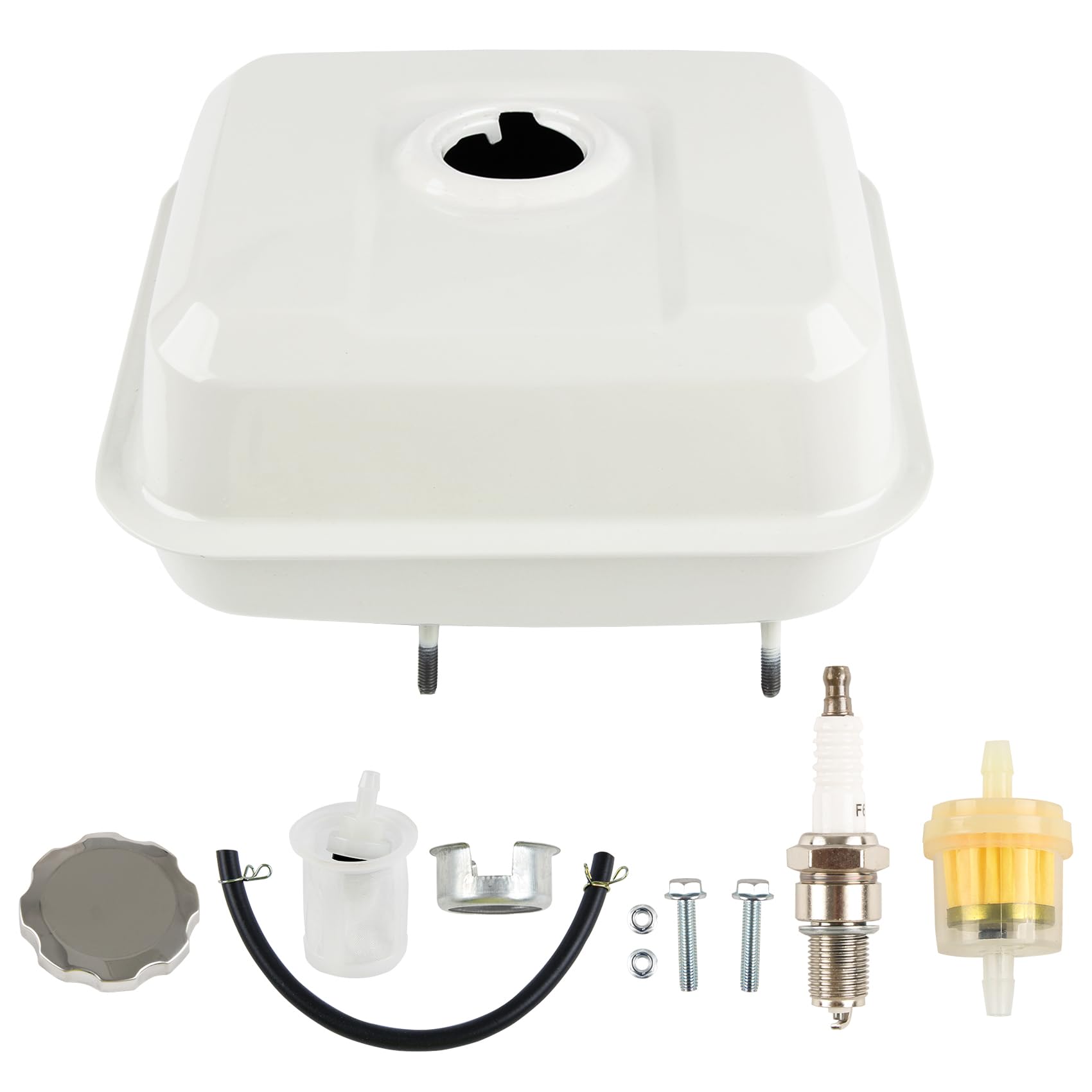 DOCAS Kit de Depósito compatible para Honda GX140 GX160 GX200 5.5HP 6.5HP motor con tapa de combustible + bujía + filtro de combustible + línea de combustible