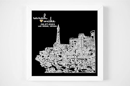 Custom Wedding Couple Skyline Map Art Print, FRAMED ART, Wedding gift, Personalized & Customized, Engagement Gift, Anniversary Gift, Valentines day