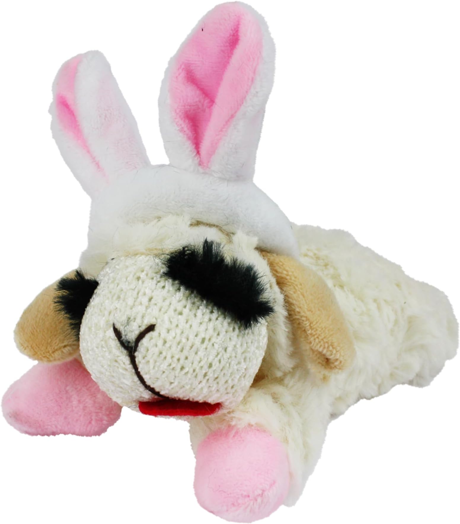 Multipet Lamb Chop Dog Plush Toy w/Easter Bunny Ears - Squeaky Toy for All Dogs - Extra Soft Plush - Stuffed Animal for Cuddling & Playing (6”, Cream/Pink)