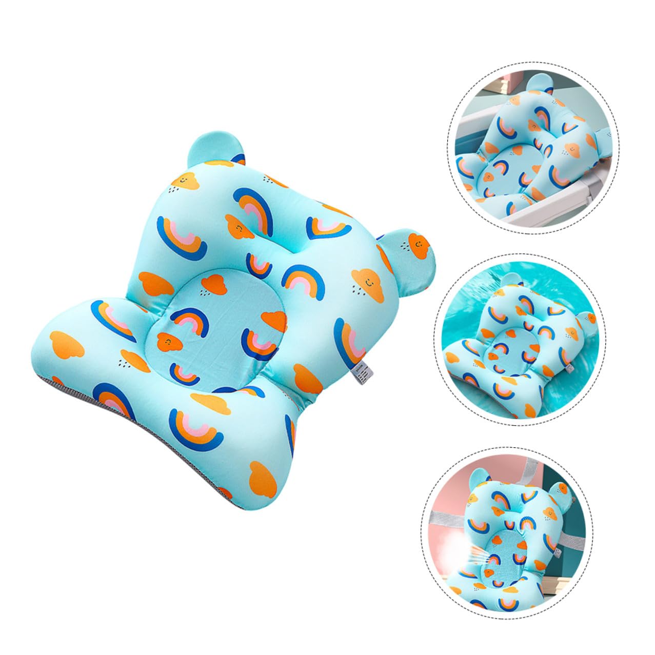 Bath Seat Support Net with Rainbow Pattern Breathable Non-Slip Floating Bathtub Pad for Lightweight Quick-Dry Sling Cushion for Safe Shower Bathing