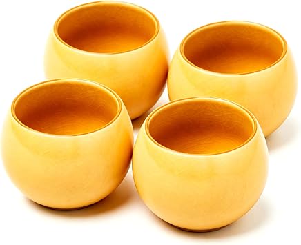 Tenmoku Ceramic Tea Cups Set of 4, Japanese Yunomi Style, 4 oz