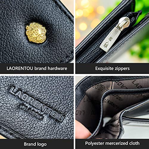 Leather Wallets For Men, Genuine Leather Gift Box Packaging Men's Short Wallet With Zipper Pocket Mens Bifold Wallet Credit Card Holder Casual Men Purse Leather Billfold Gift For Mens Birthday (Black) #TOP5