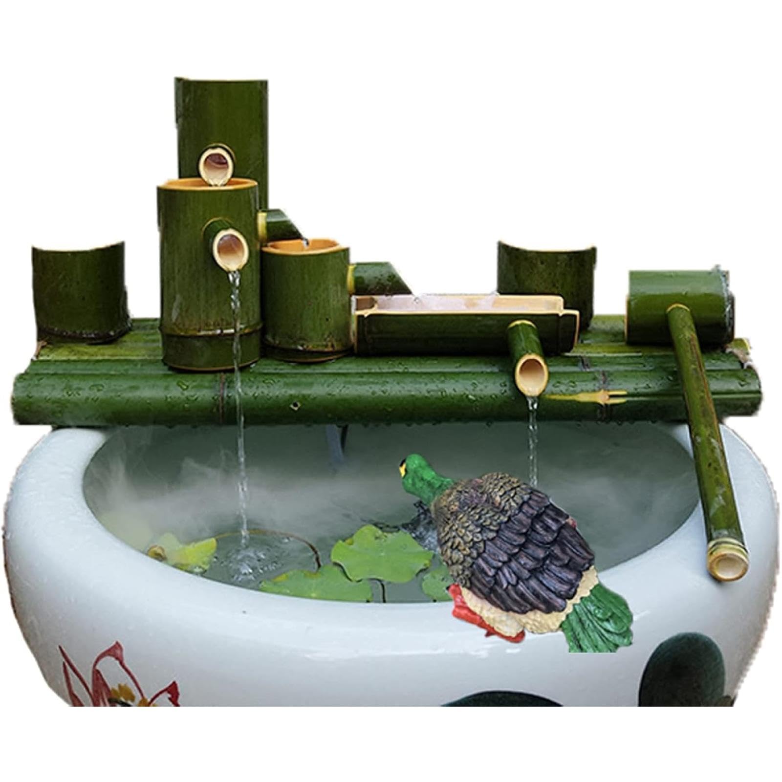 asdchZen Bamboo Fountain Kit, Feng Shui Zen Water Feature, Garden Landscape Decoration, Flowing Water Ornament, For Fish Tank, Stone Trough, Pond, Bird Bath, Backyard,9(65cm/25.6in)