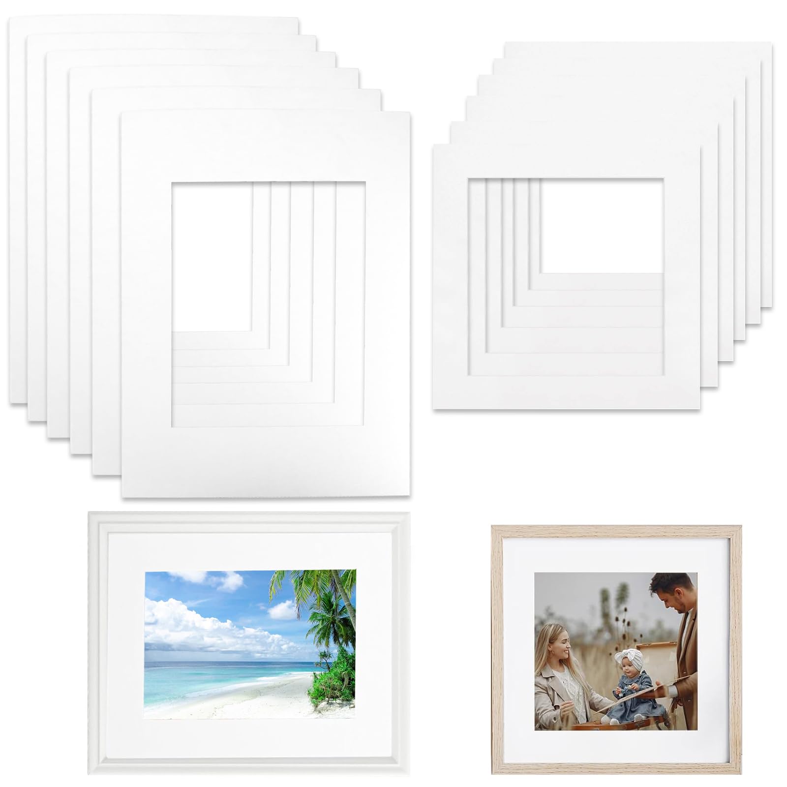 Pack of 12 White Photo Picture Mounts for Photo Frames Mount 6Pcs Photo Mount with Aperture fit A4 Size