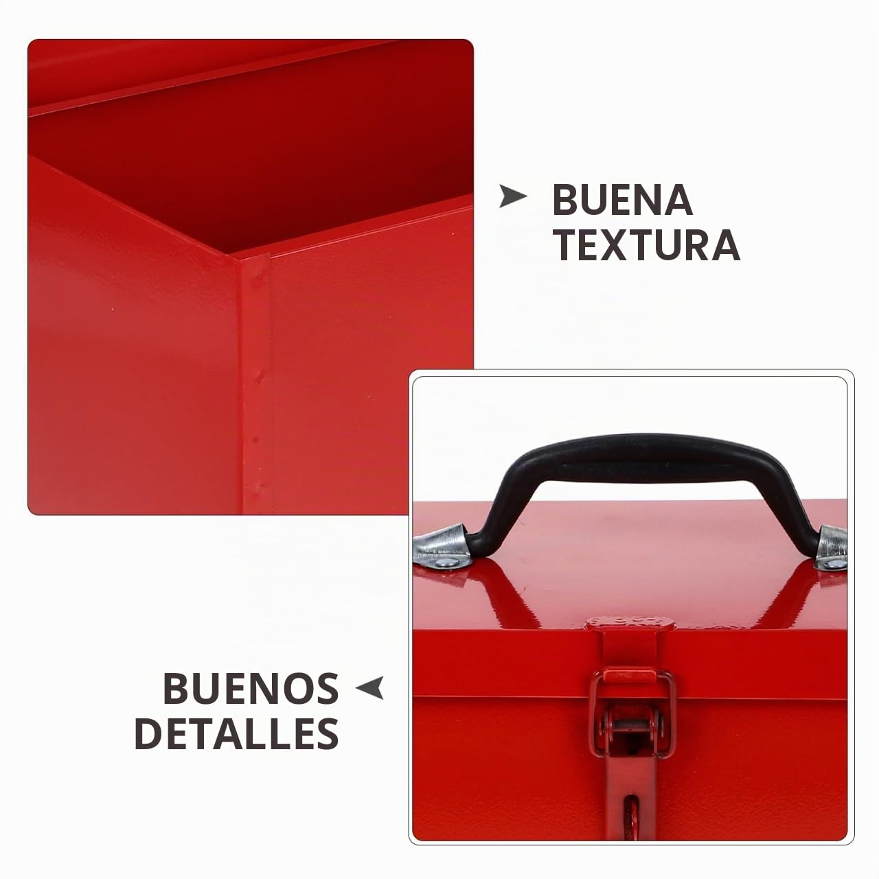 Angoily Caja De Herramientas Metálica Portátil Roja De 15.4 Pulgadas Contenedor De Almacenamiento Con Gran Capacidad Y Cerradura Para Uso Doméstico Y Profesional