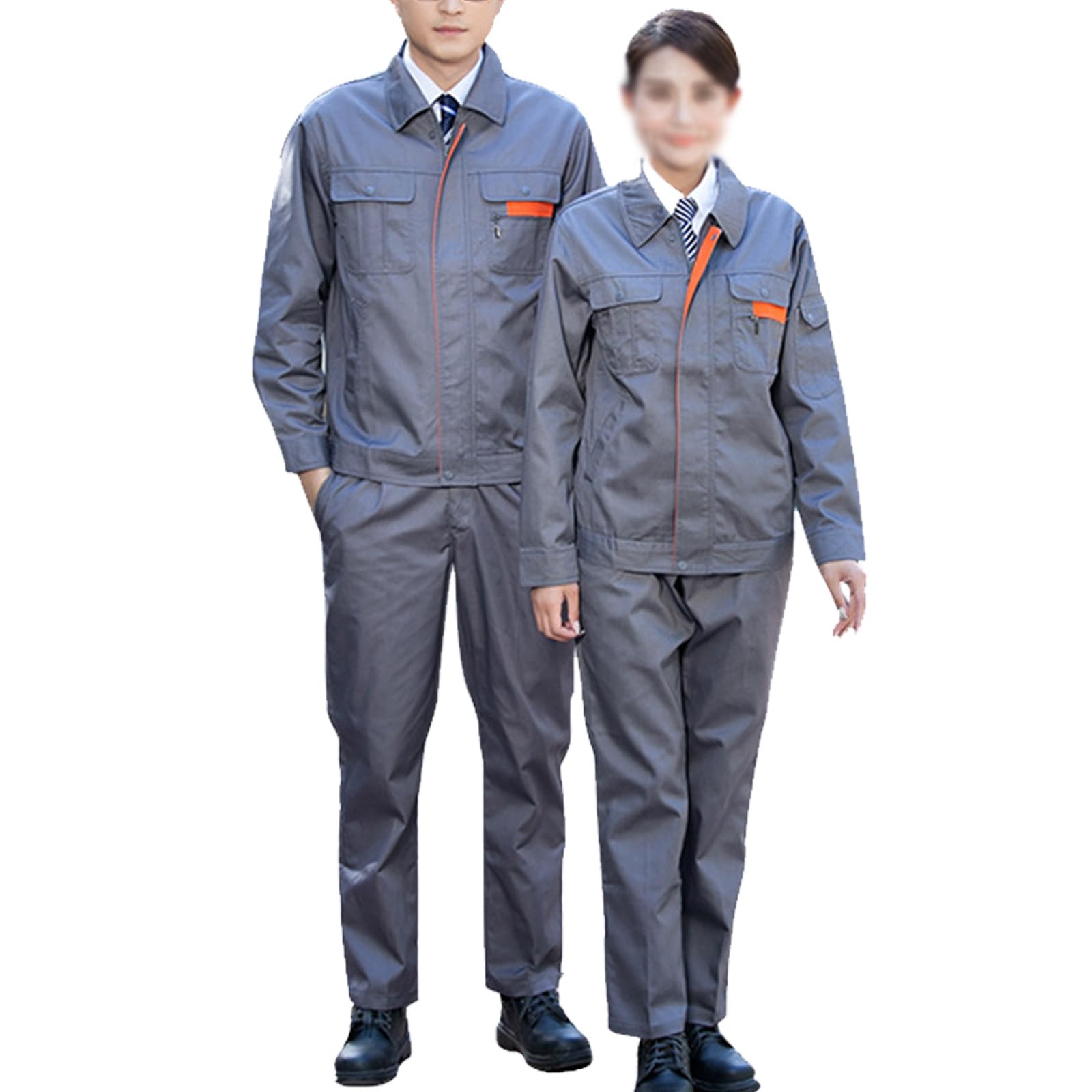 Zip-Front Overoles Para Hombres Mujeres Manga Larga Trabajo General Workwear Conjunto Chaqueta Y Pantalones Traje
