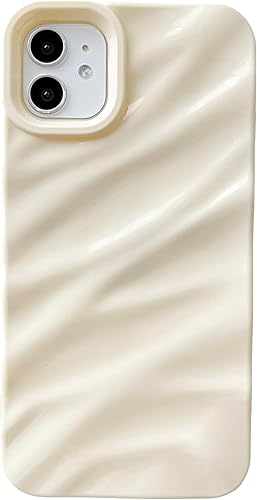 Caseative Funda para iPhone 11, funda suave con forma de onda rizada con patrón de ondulación de agua (blanco)