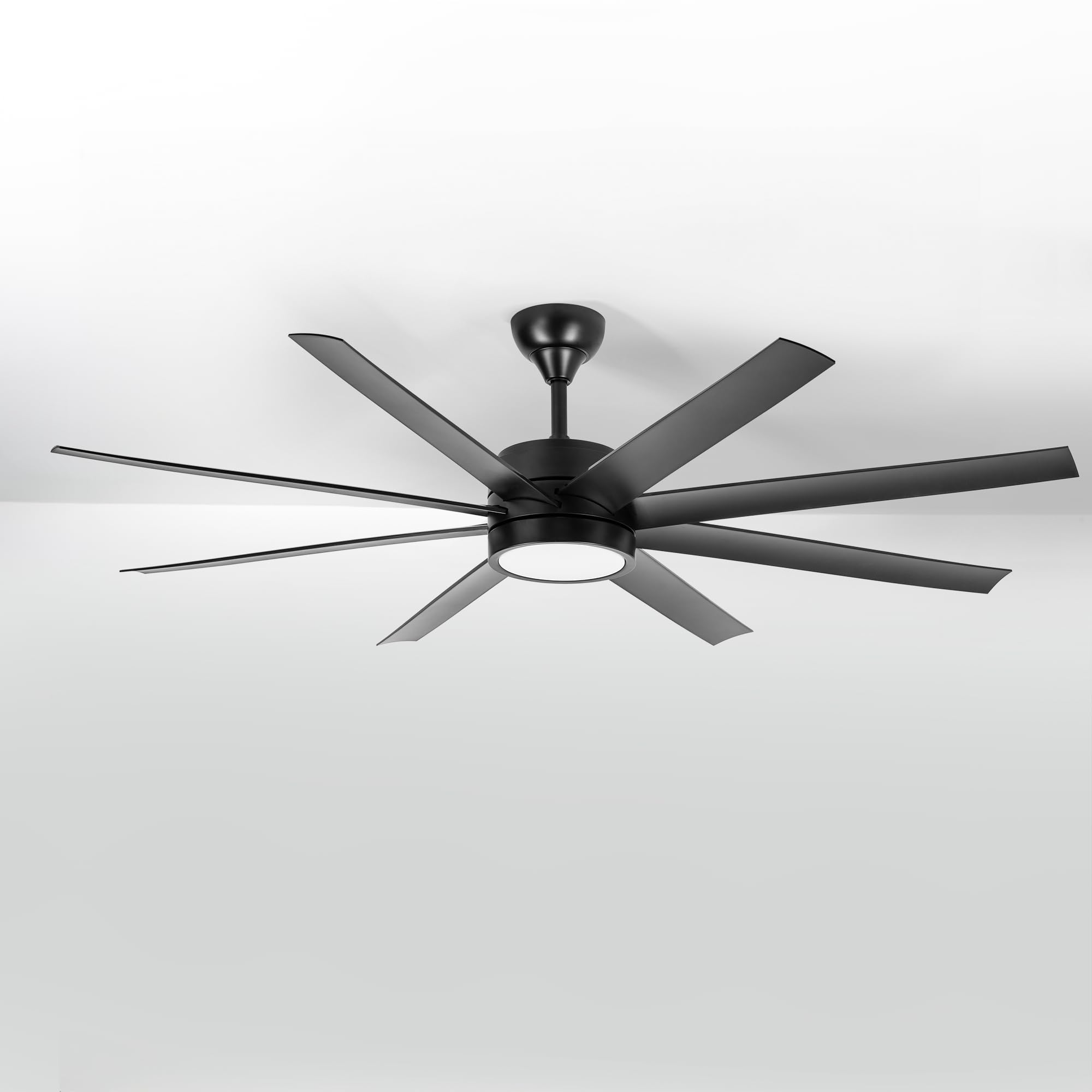 Versa Ventilador Techo Negro. Luz Led 24W Neutra/Cálida/Extra Cálida. Motor DC. 8 Aspas ABS Ø165cm. Verano/Invierno. 6 Velocidades. Control Remoto Temporizador. Silencioso. Brisa Natural