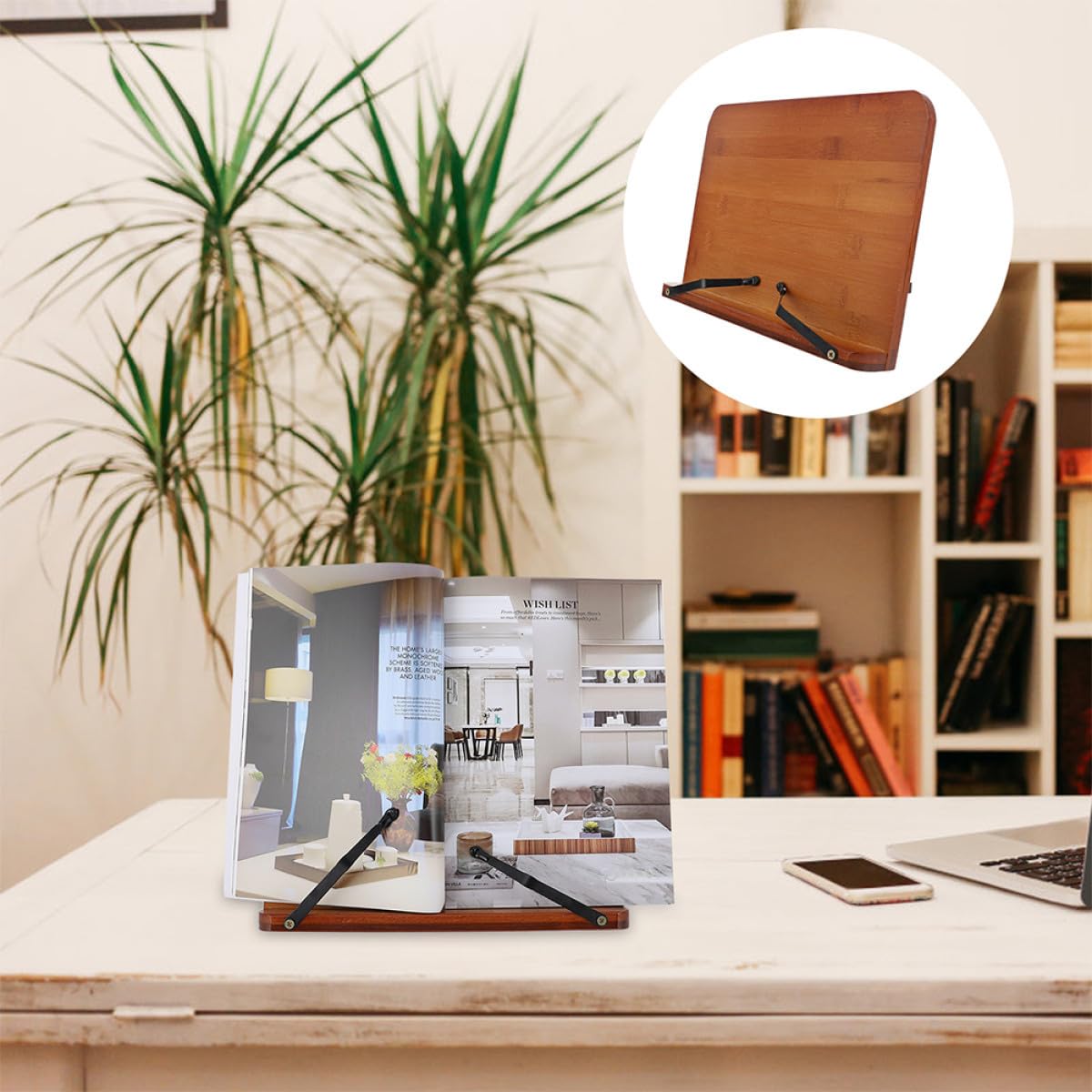 Ciieeo Support Mains Ordinateur Portable pour Bambou, Pupitre de Lecture Réglable et Léger et Maison Bibliothèque