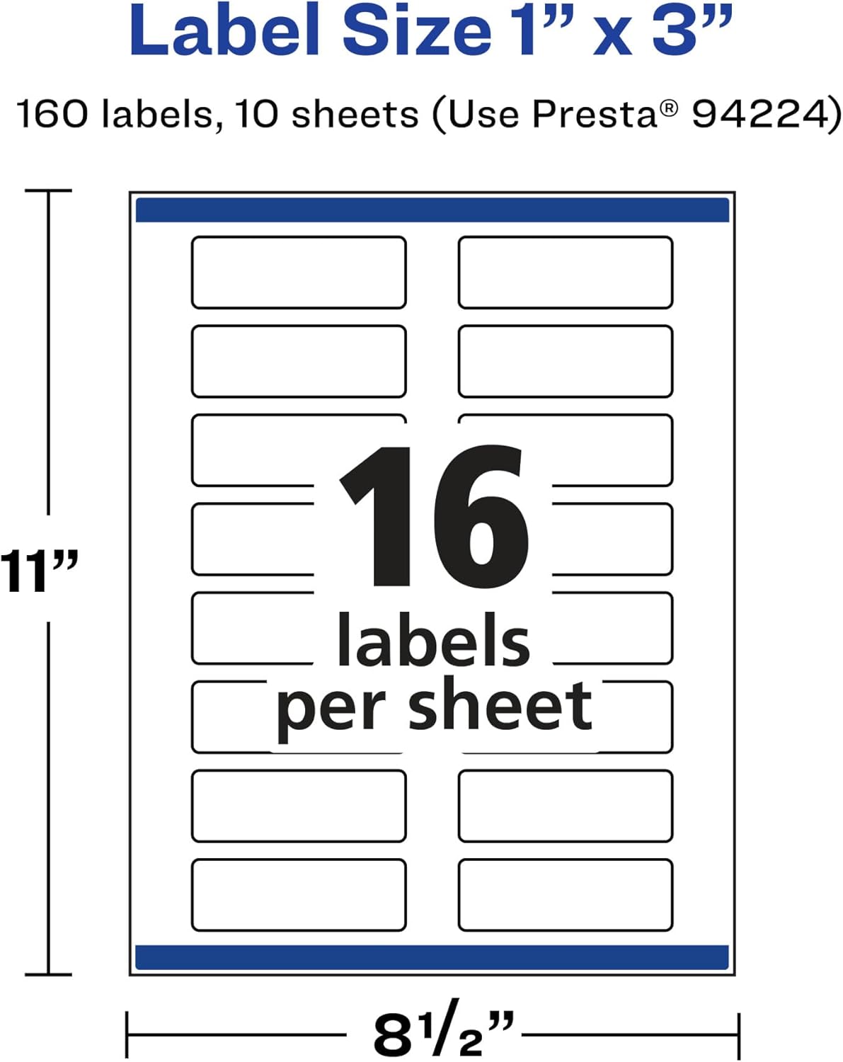 Avery Glossy Clear Rectangle Labels, Sure Feed Technology, 1" x 3", 160 Glossy Clear Labels, Print-to-The-Edge, Laser/Inkjet Printable