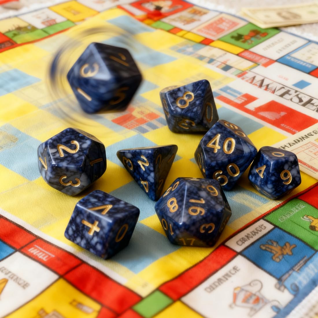 Juego de Dados Poliédricos para Varios Juegos, 7 Piezas, Dados de Rol con 20 Caras, Dados de Colores con Bolsas para