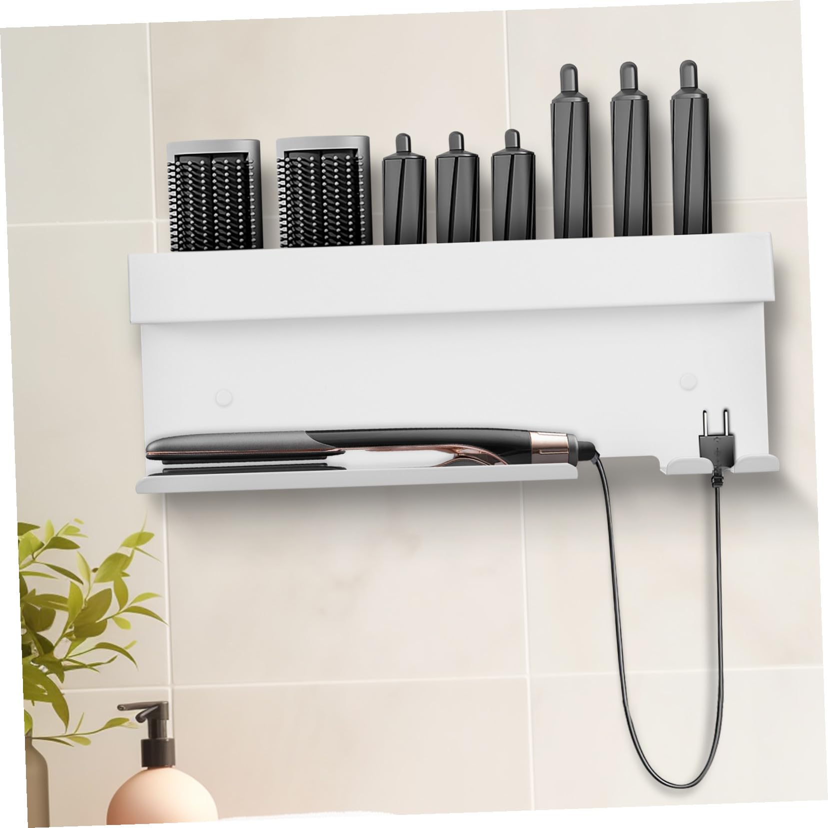 TOYANDONA Support Mural sans Perçage pour Sèche-cheveux et Lisseur Aluminium Résistant Chaleur Organiseur Élégant et Moderne pour Rangement de Fer à Boucler et Sèche-cheveux
