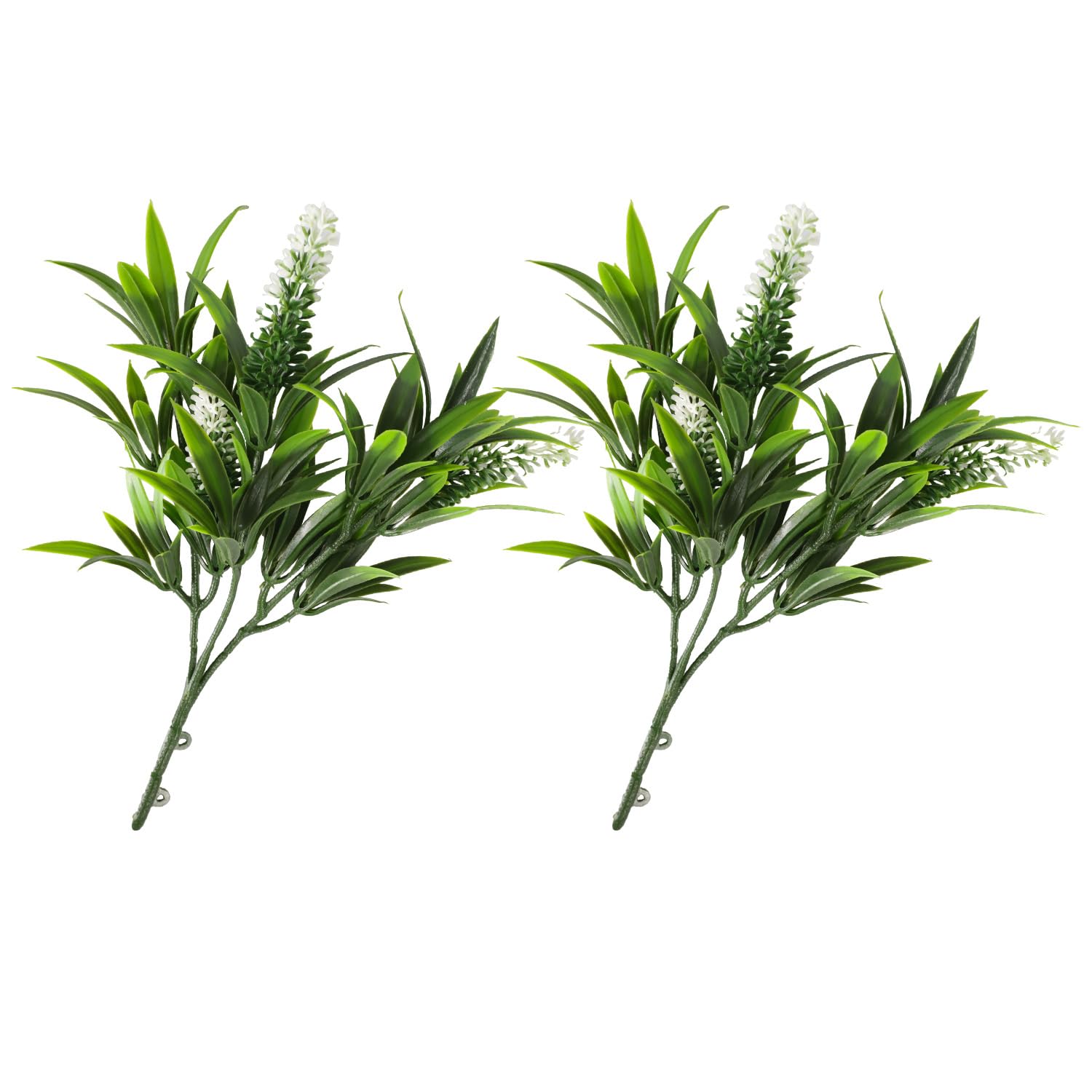 E&K 2 PCS Artificial Plants Faux Bushes Plant Decoration for Home Garden Wedding Party Indoor Outdoor (Green White)