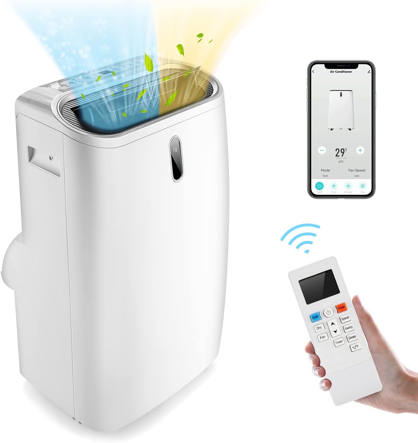 COSTWAY 5 in 1 mobile Klimaanlage mit Abluftschlauch, 14000BTU ...