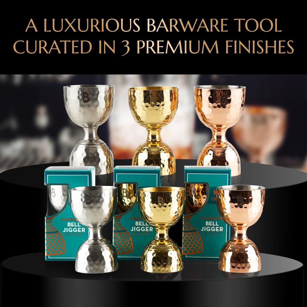 Hammered Bell Jigger by Bull In China - Premium Stainless Steel with 0.25oz to 2oz Measures for Cocktails, Bars & Bartenders - Image 7