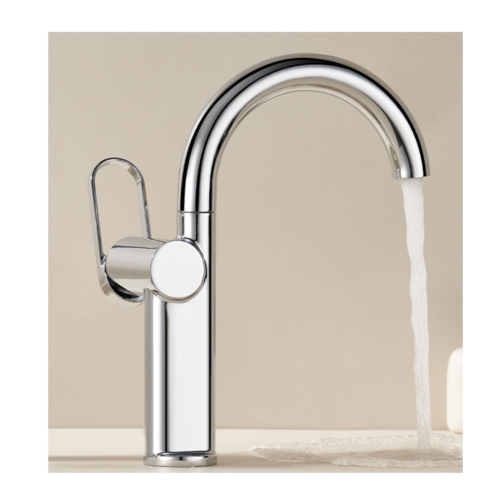 Single Handle Vessel Sink Faucet with Swivel Spout for Hot and Cold Water in Bathroom