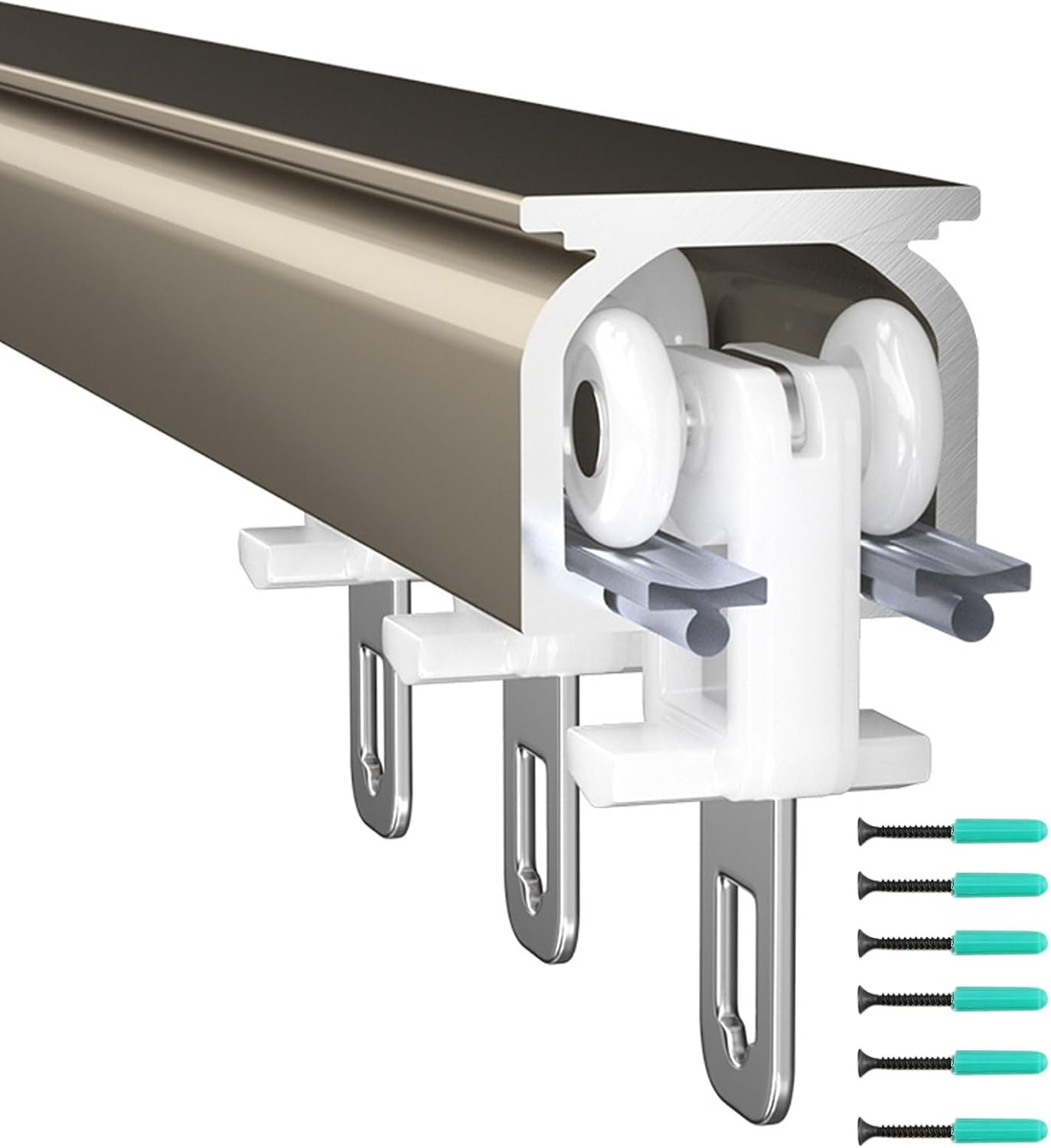 Heavy-Duty Curtain Tracks for Ceiling or Wall Mount - Single Track Curtain Rails with Accessories for Hanging Curtains & Tulle, Ideal for Living Room & Bedroom Privacy Divider