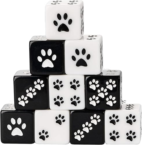 Miniatura 1 de HDdais Juego de dados D6 de 10 piezas de 0.63 pulgadas, dados estándar de 6 lados de pata de gato para juegos de mesa DND MTG PRG Wow