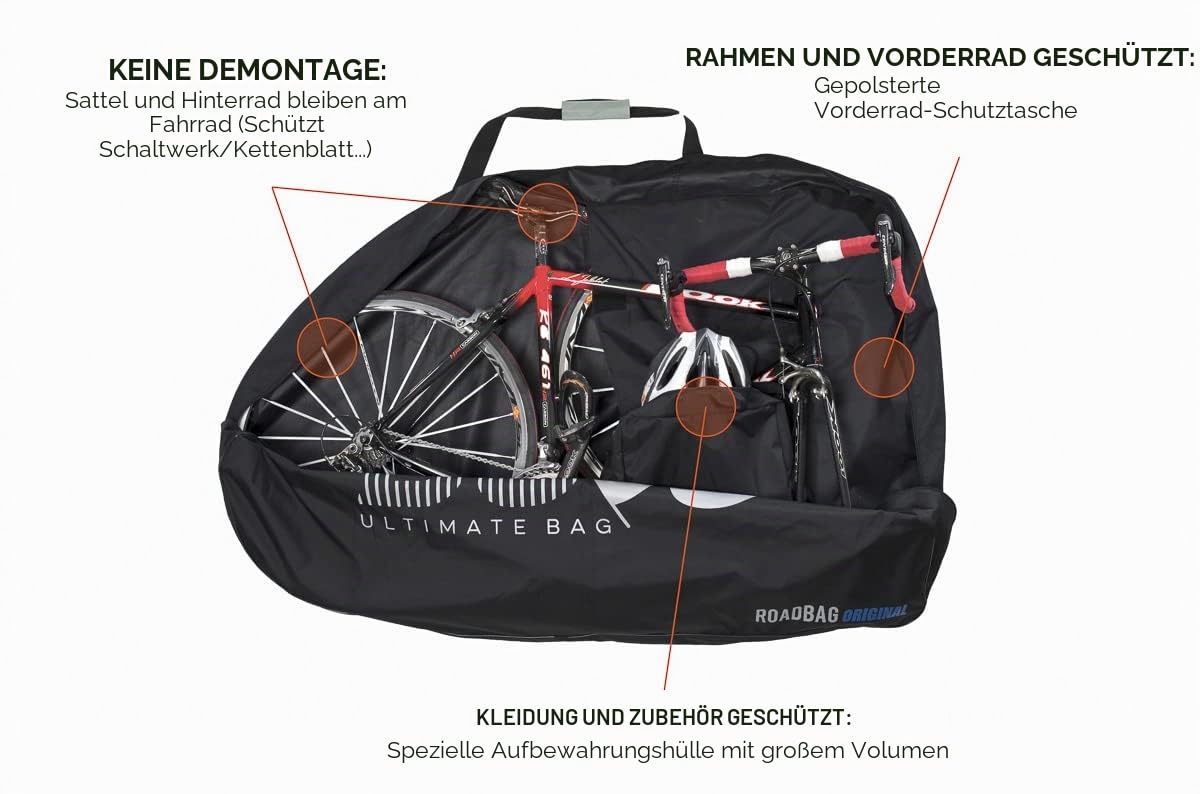 ROADBAG ORIGINAL New Rennrad Transporthülle von Buds-Sports ohne Demontage des Hinterrades - in Sekundenschnelle ist Ihr Rad geschützt