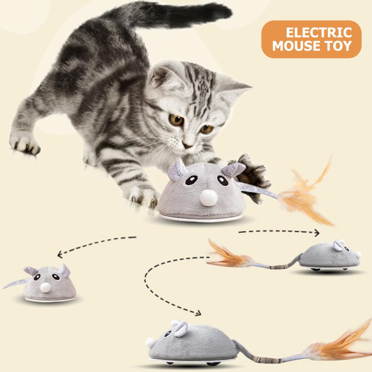 Toddmomy 4piezas Ratón Eléctrico Recargable para Gatos Juguete Interactivo para Mascotas Estimula Instintos De Caza Interiores