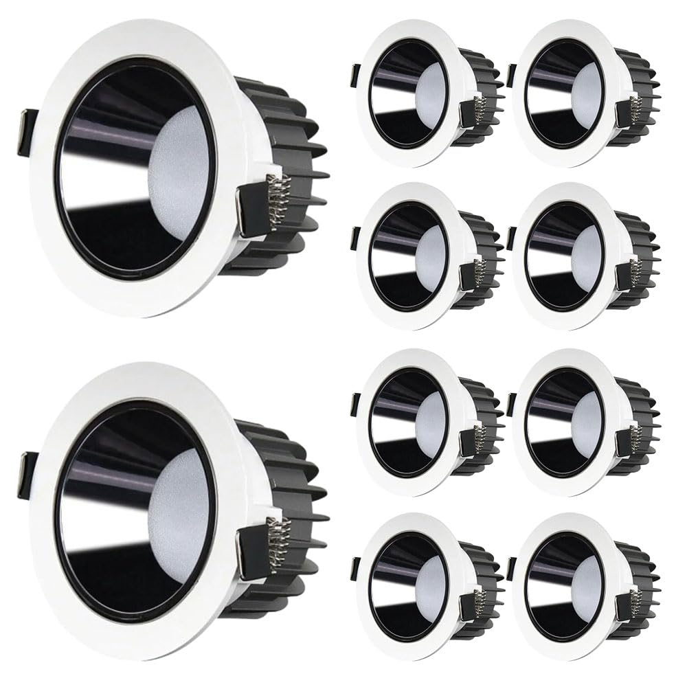 Faretto da Incasso a LED dimmerabile 12W IP44 Faretto da Doccia Impermeabile da 3,7 Pollici Corpo in Alluminio Ultra Sottile Faretto da soffitto CRI 90 per Bagno Camera d(Nero)
