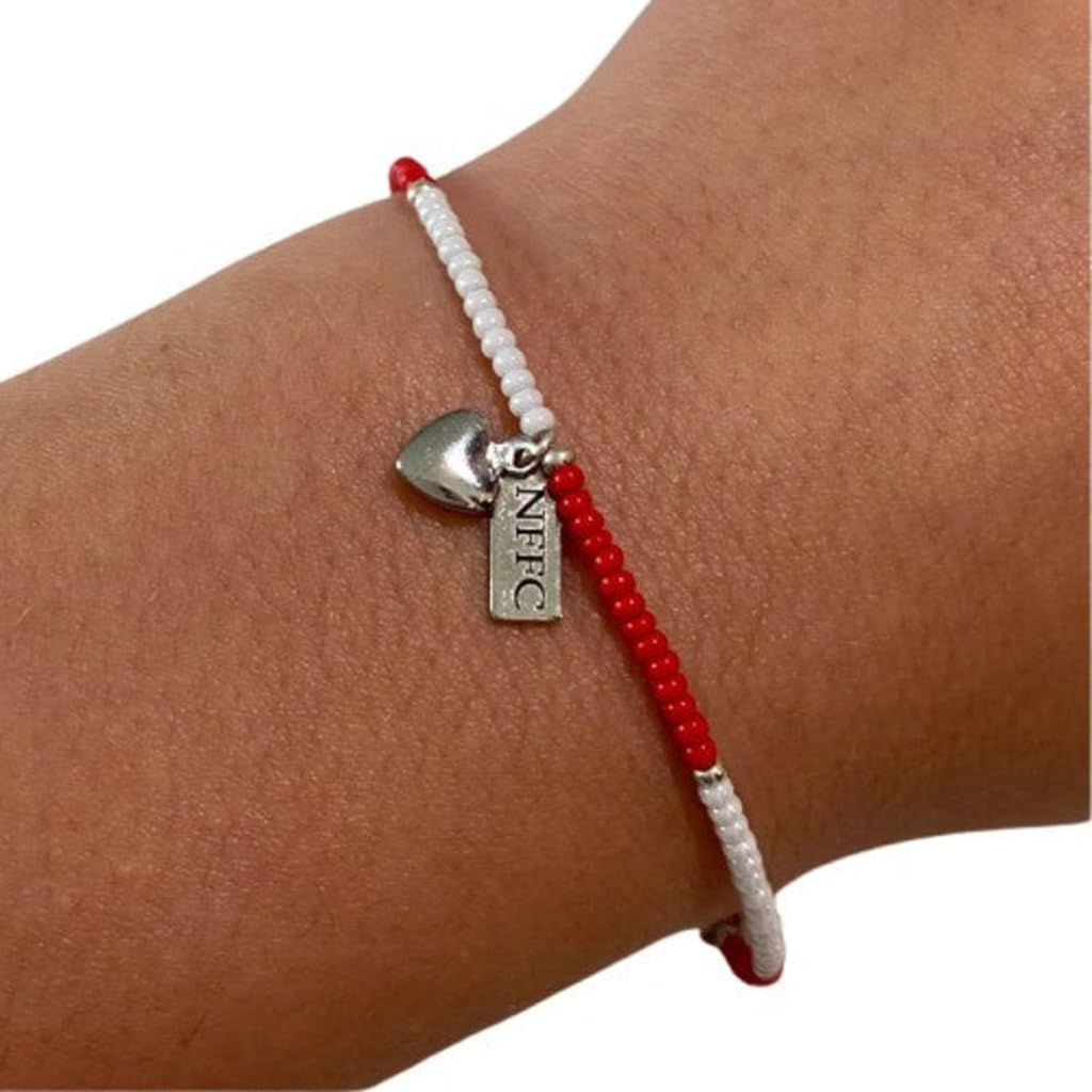 Beadlet Nottingham Forest Football Club Fan Beaded Bracelet With Tag & Heart Charm