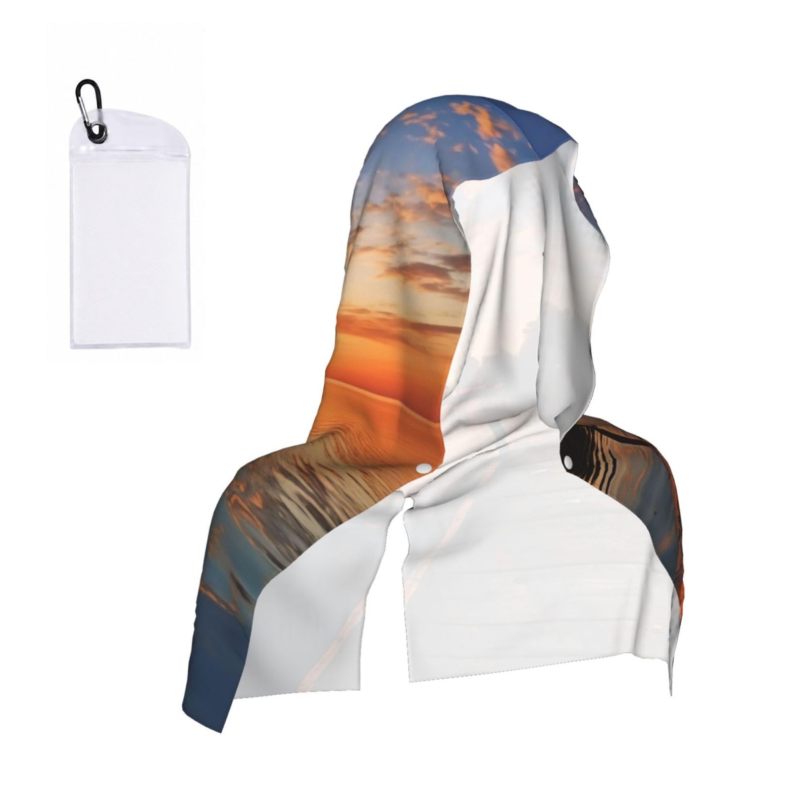 WXWJSHMGC Lake Under Sunset Print Cooling Hoodie Towel, Cooling Towels For Neck And Face Sun Protection Instant Cool Hoodie(Sport/Camping/Work Out/Hot Weather)