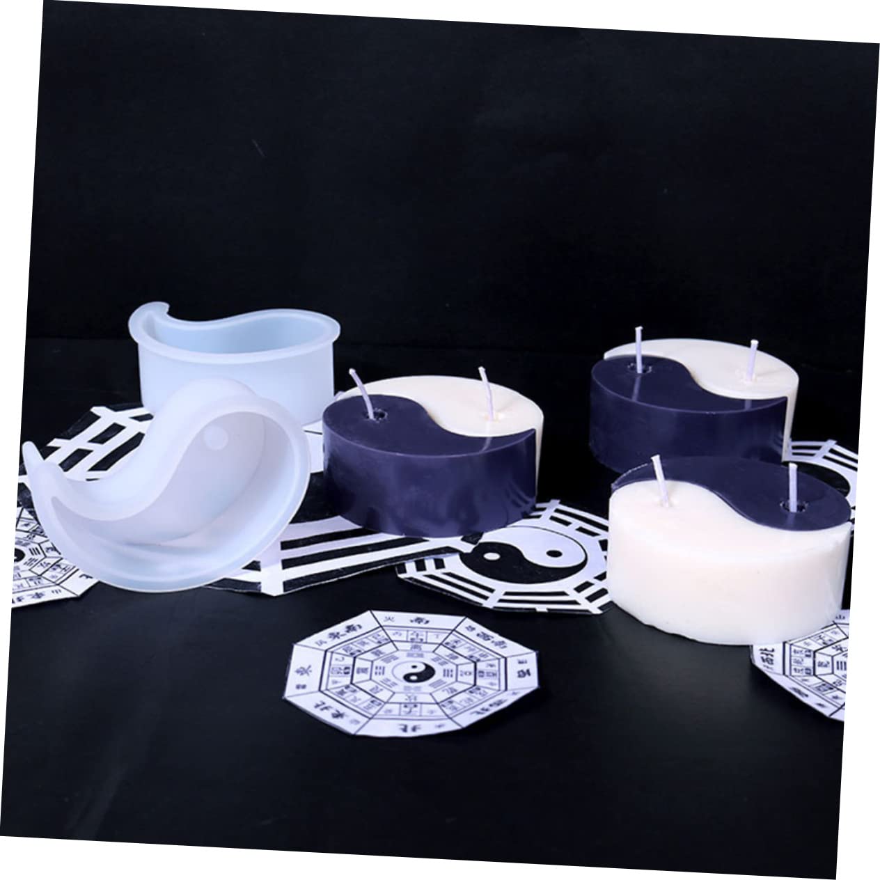 8piezas Moldes De Silicona Para Velas Moldes De Aromaterapia Para Jabón y Decoración De Tai Chi Herramientas De Manualidades Para Crear Velas y Jabones Personalizados