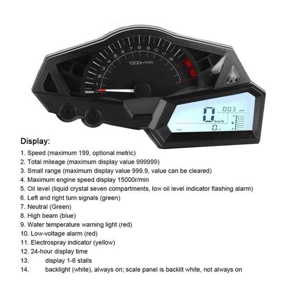 Cuadro de instrumentos de moto Para Kawasaki Para Ninja 300 EX300A 2013-2015 Indicadores de motocicleta Velocímetro Tacómetro Accesorios instrumentos