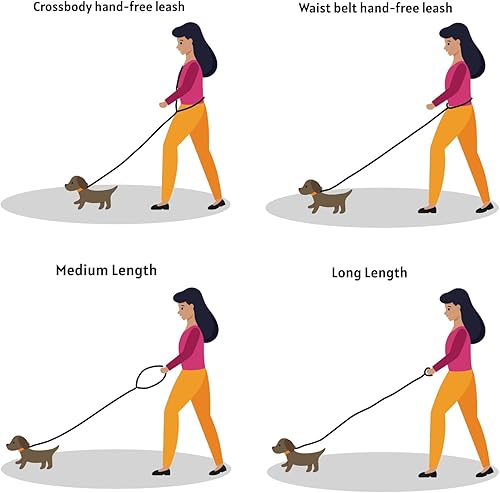 Miniatura 6 de Dinowo - Correa para perro manos libres, cruzada, cinturón de cintura, reflectante, ideal para correr, trotar, senderismo y pasear a tu mascota, se