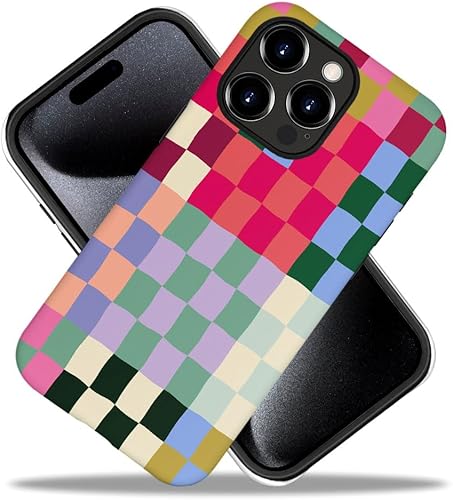 Vista 150 de SEized Funda compatible con iPhone 14 Pro Max, funda colorida de tablero de ajedrez para niñas, mujeres, niños y hombres, funda de protección