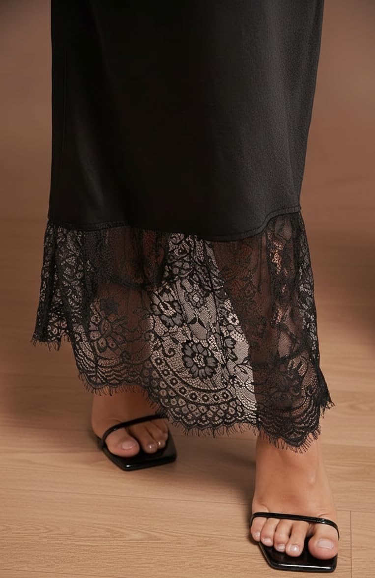 Women's Maxi A-line Skirt Lace Trim Mermaid Skirt Vintage Fairycore Aesthetic Party Cocktail Evening Dress Bottoms - Image 6